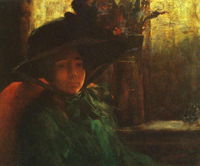 Artur Timoteo da Costa Lady in Green oil painting picture